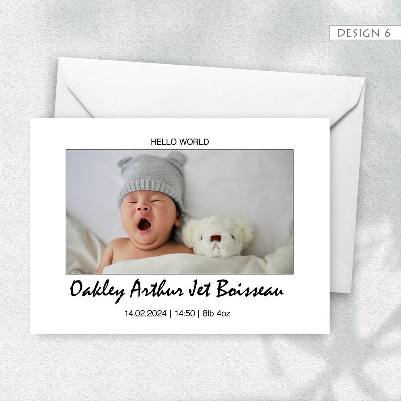 Simple Personalised New Baby Thank You Cards, Photo Birth Announcement image 7