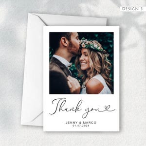 Cartes de remerciement pour mariage | Carte de remerciement pour mariage avec enveloppes