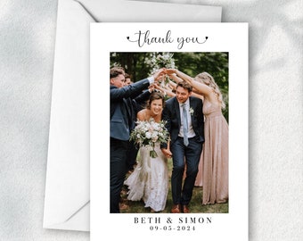 Photo Wedding Thank You Card with Photo, Thank You Photo Card, Personalised Thank You Cards, Simple Thank You