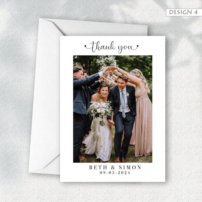 Foto-Hochzeits-Dankeskarte mit Foto, Dankes-Fotokarte, personalisierte Dankeskarten, einfaches Dankeschön Bild 1