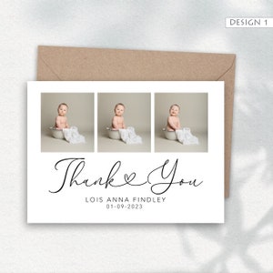 Simple Personalised New Baby Thank You Cards, Photo Birth Announcement image 5