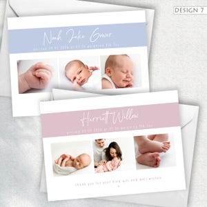 Tarjetas personalizadas para bebé recién nacido/Anuncio de nacimiento/Tarjetas de agradecimiento con foto (niño o niña)