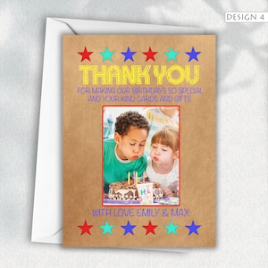 Tarjetas de agradecimiento con foto personalizadas para niños / Ideales para agradecimientos de cumpleaños