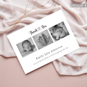 nouvelle carte de remerciement personnalisée pour bébé | Faire-part de naissance avec photo | Carte de remerciement avec photo pour bébé