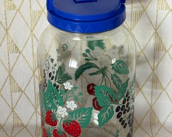 Vintage Sun tea or lemonade gallon dispenser with blueberries and cherries strawberries & butterflies
