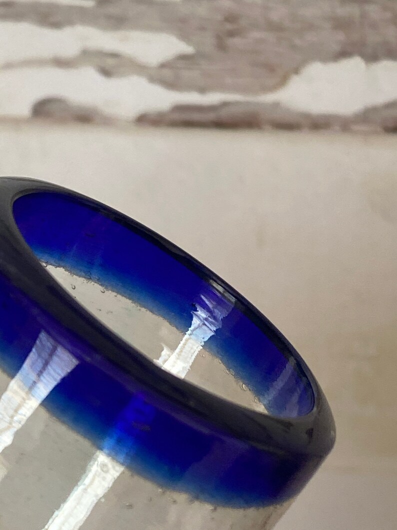 Vintage handblown 3 blue /& turquoise handblown shot glass Mexico