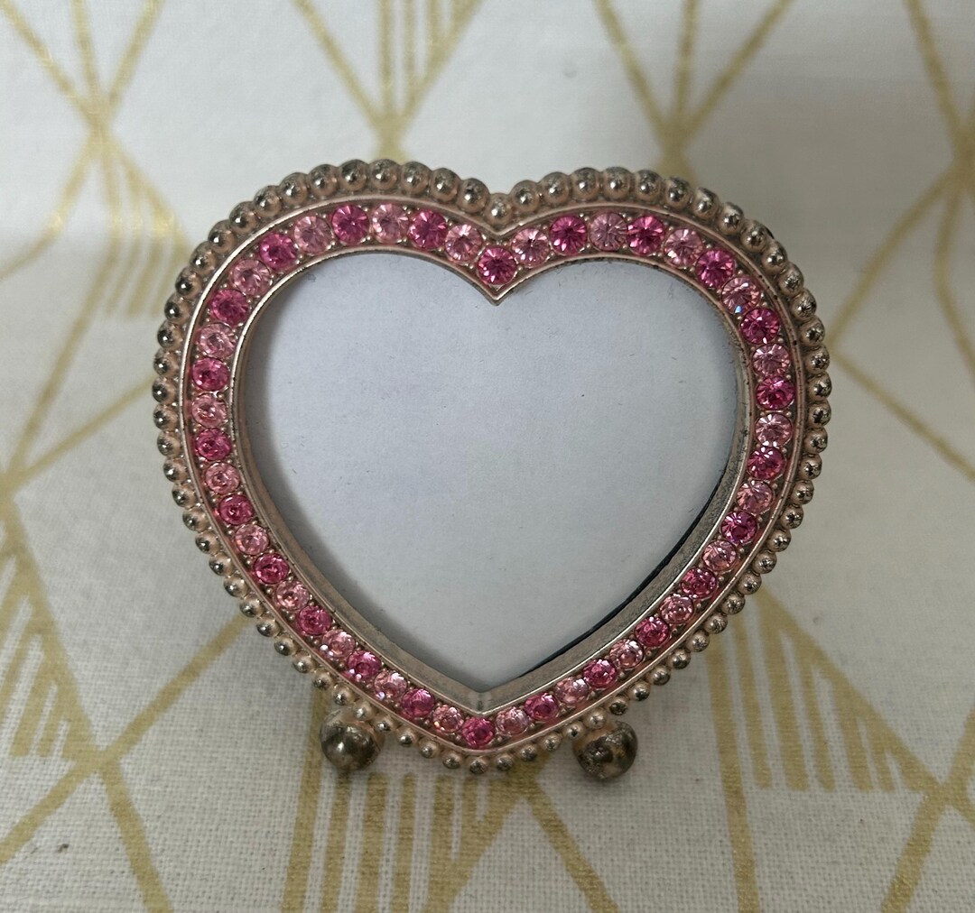 Vintage 1.75x 2 Rhinestone Pink Heart Mini Photo Frame - Etsy