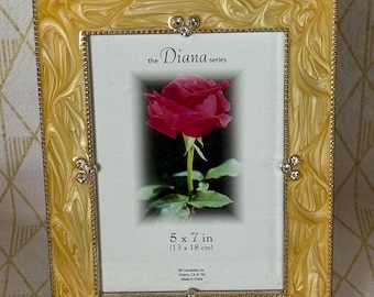 Vintage 5x7” silver & rhinestone finish photo frame
