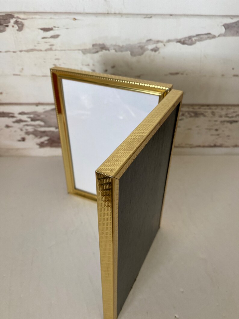 Vintage 5x7 Gold Double Folding Photo Frame Etsy