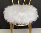 MCM Vintage Vanity Chair up cycled Gold with Faux Fur Hollywood Regency bentwood photo prop