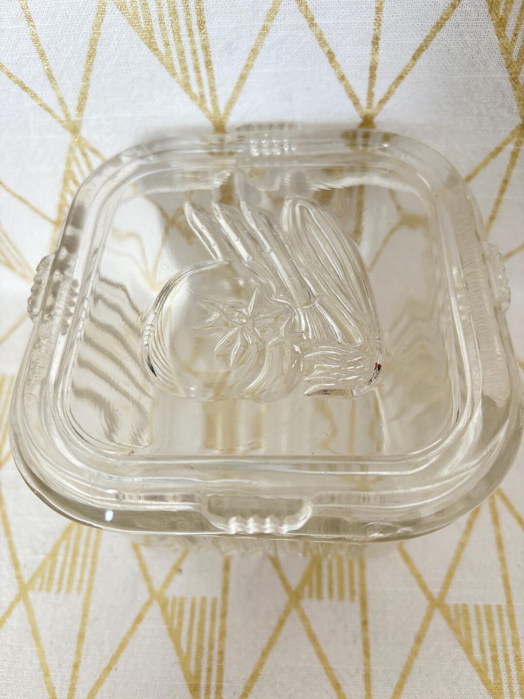 Vintage Federal Ribbed Clear Glass Refrigerator Container With ...
