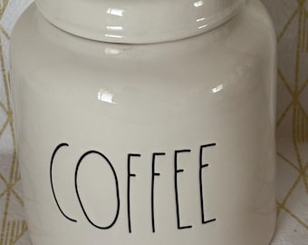 White ceramic coffee airtight container Rae Dunn artisan collection