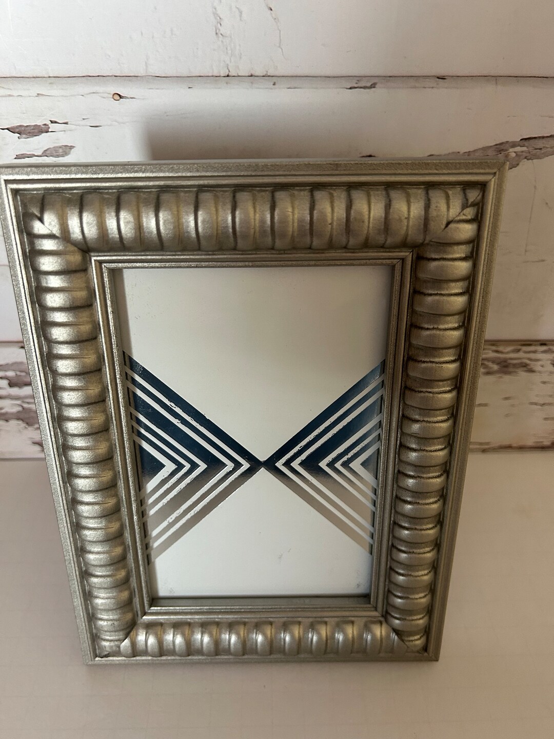 Pewter Frame Vertical Wide Border Frame w/Cross 4