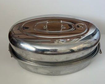 Grande rôtissoire vintage en aluminium miroir