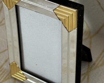Vintage 2”x3” silver & gold art deco photo frame