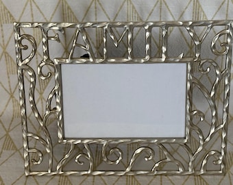 Vintage 4”x6” silver finish Family photo frame