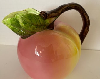 vintage ceramic peach pitcher pottery barn JAPAN