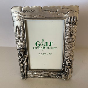 Vintage 3.5”x5” pewter golf photo frame heavy nos