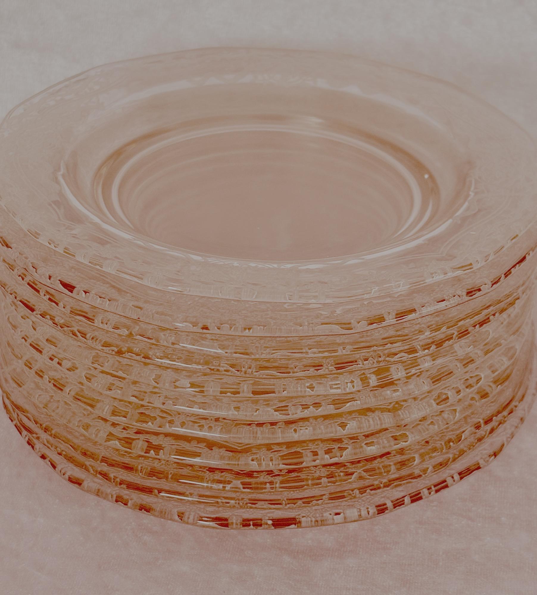 Fostoria Romance pink 11 side plates 6 inch RARE