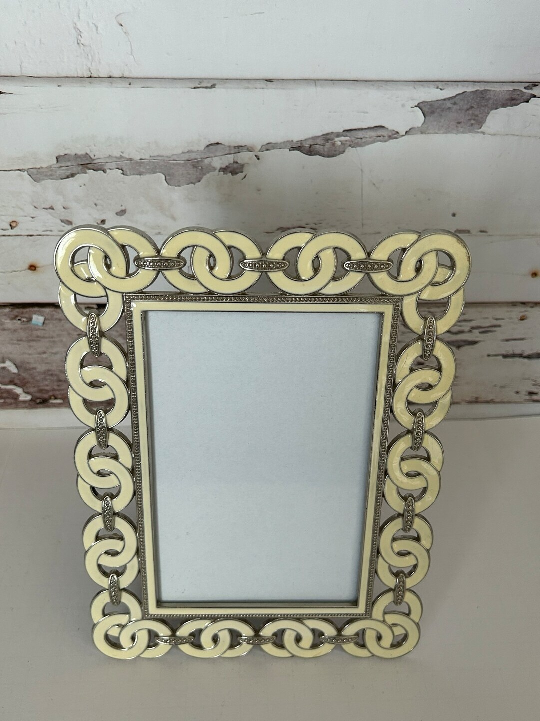 Vintage 5x7” Silver & Cream Finish Photo Frame - Etsy