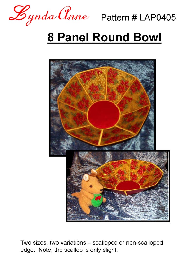 8 Panel Round Fabric Bowl Pattern Instant download digital PDF file image 5