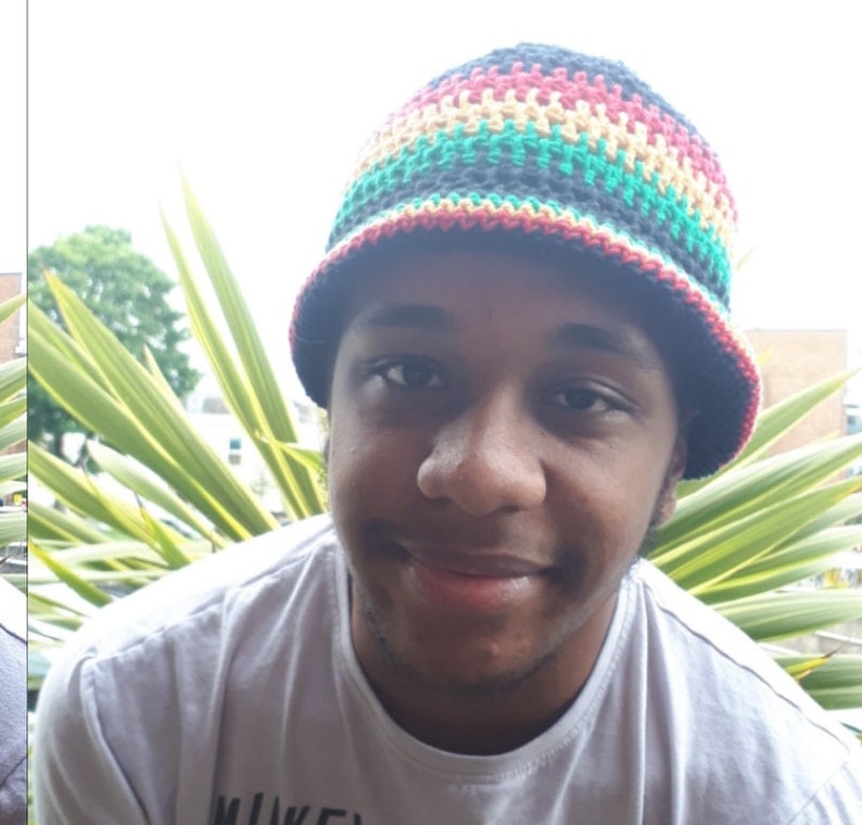 Crocheted Cotton Bucket Hat Sunhat Rasta Jamaica Ethiopian Reggae ...