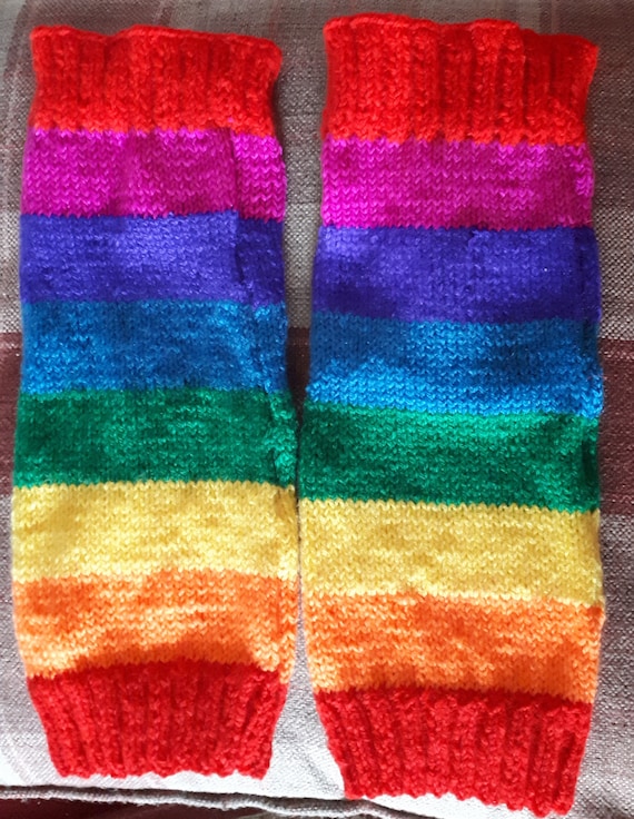 Orange 1 Pair Adult Neon Leg Warmers Plain or striped