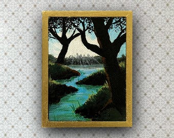 Original miniature painting “River Afternoon”