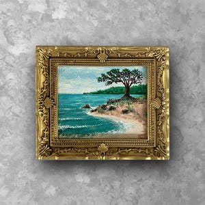 Original miniature painting “Seashore with Tree”