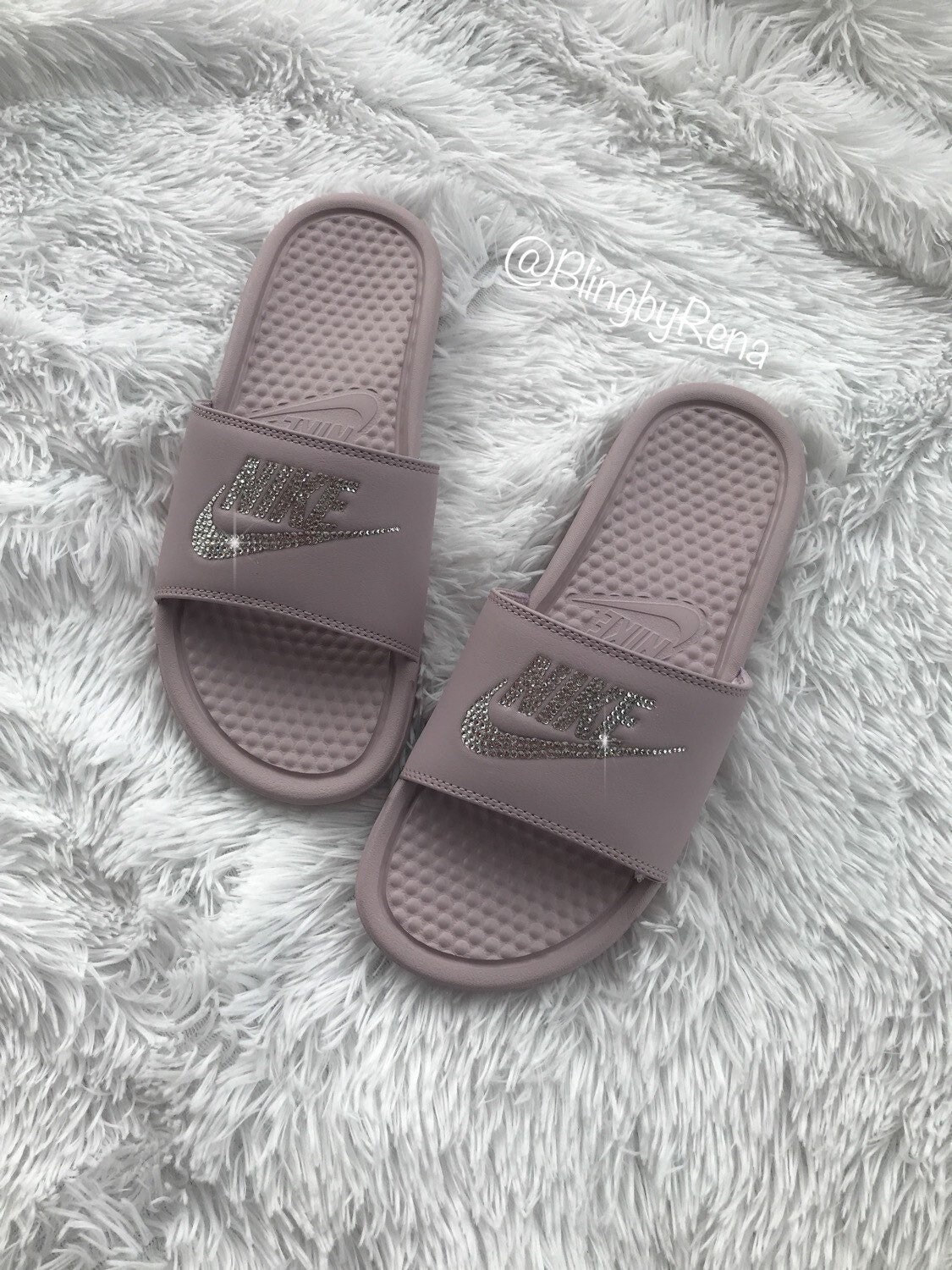 mauve benassi slide sandals