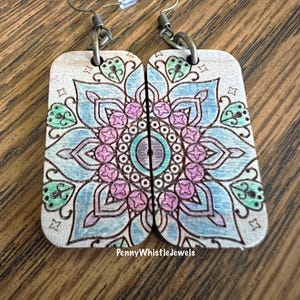 Kolczyki Mandala, Kolczyki Boho, Kolczyki Malowane Ręcznie, Kolczyki Robione Ręcznie, Biżuteria Boho