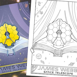 James Webb Space Telescope, A NASA Space Coloring Page for Kids and Adults | JWST Coloring Page