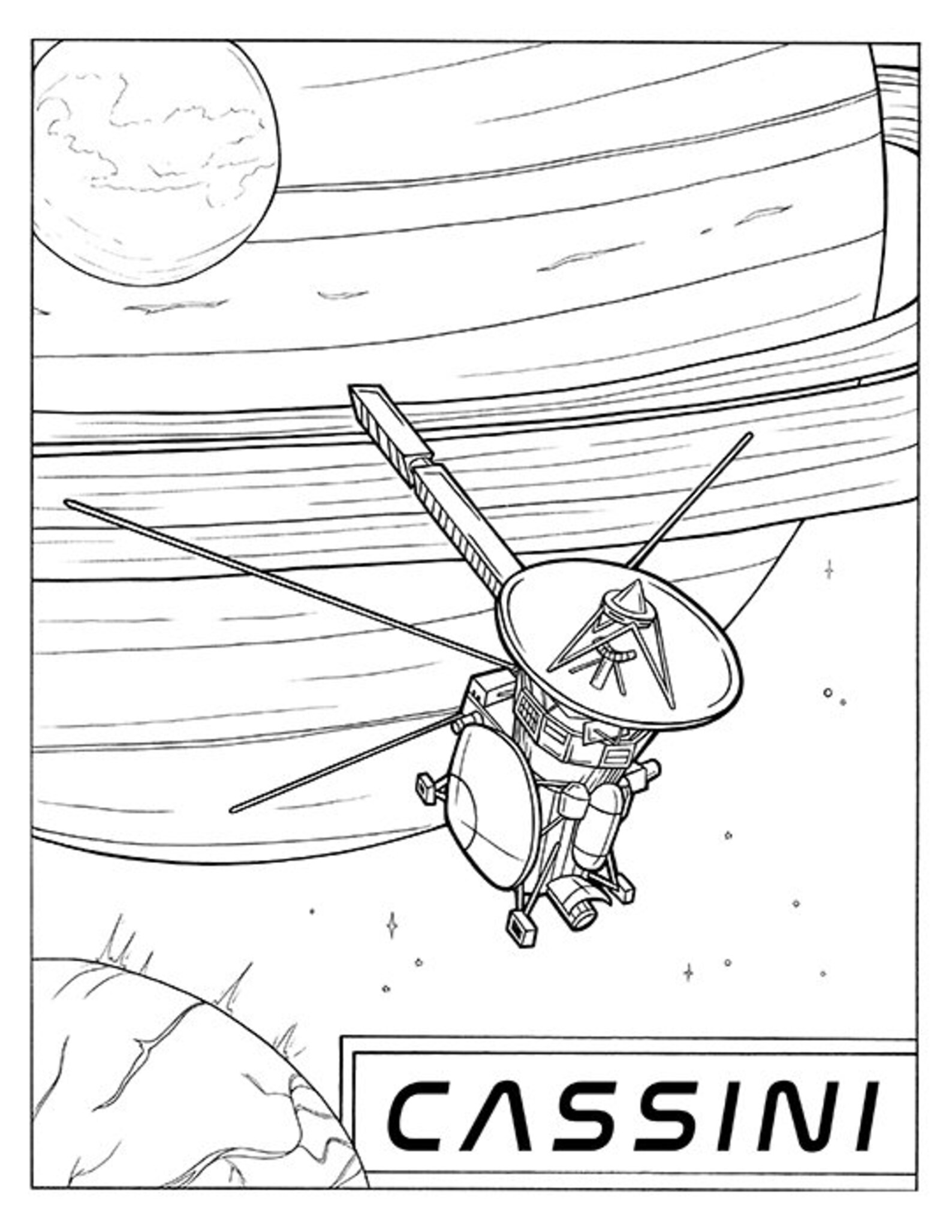 Cassini Saturn Spacecraft, Space Science Tech Coloring Page for Teens ...