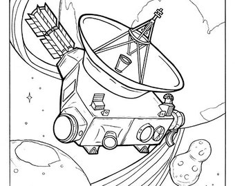 New Horizons Probe and Pluto Heart, A Space Coloring Page of Pluto and Charon, for Older Kids and Adults | Digital, Printable Download