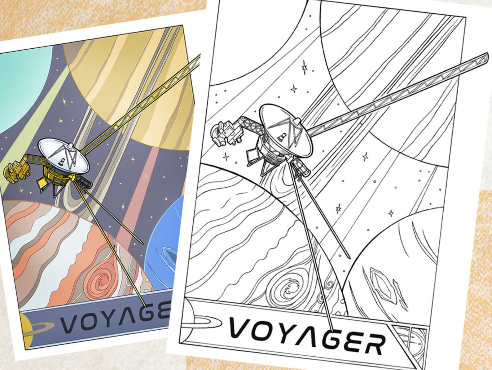 Voyager Spacecraft Art, A Space Coloring Page of the Solar System, for ...
