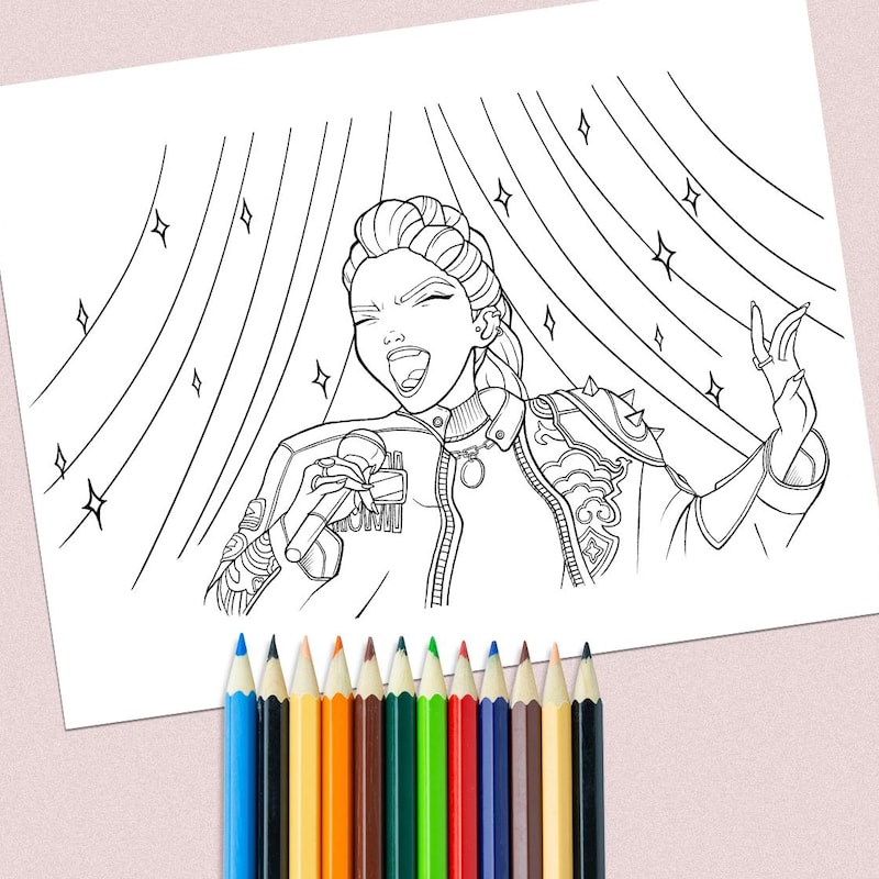 Rumi kpop demon hunters colouring in page - Etsy Italia