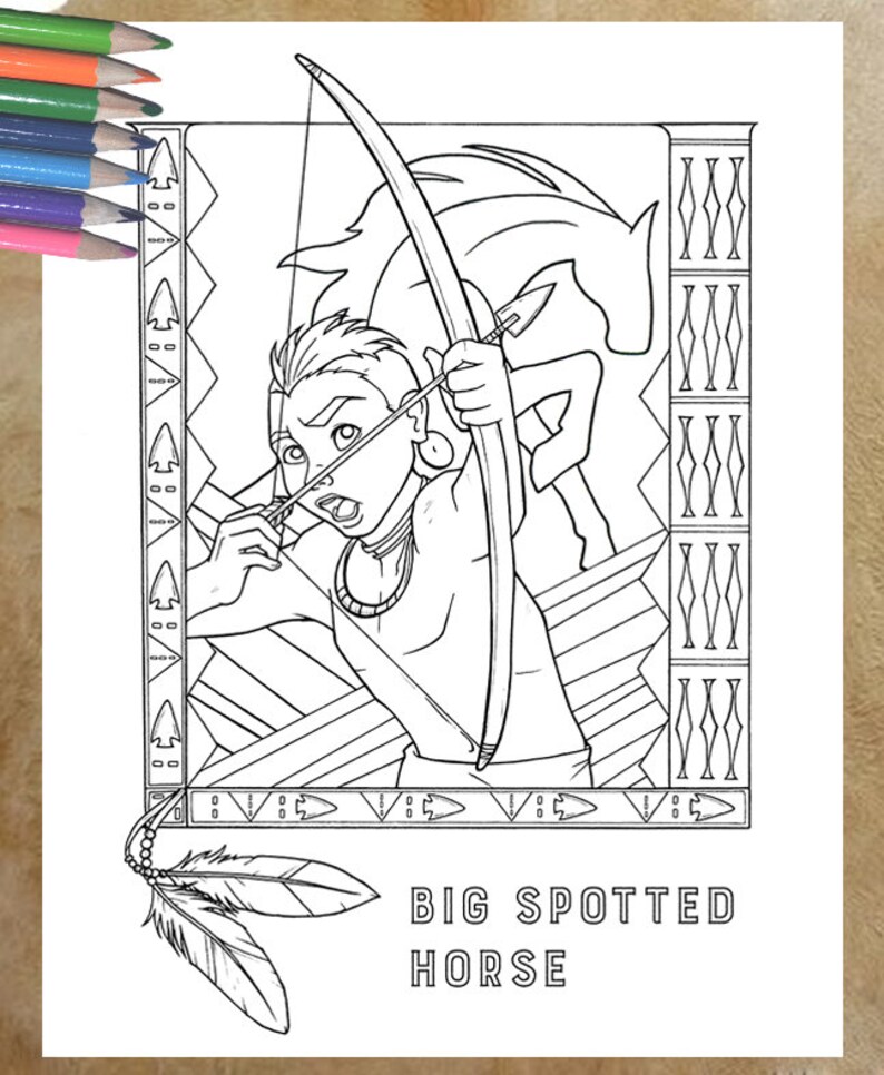 Big Spotted Horse Native American Coloring Page for All Ages Etsy