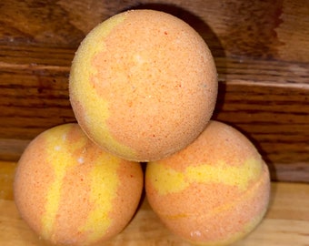 Citrus Bath Bomb,  Large 2 inch Orange and yellow colored bath bomb, 2 inch satsuma scent,bubbly bath bomb, big bath fizzy