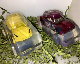 Car soap bar, car inside soap, kids soap bar, matchbox car, unscented clear soap bar, car shaped soap with toy inside, bubblegum scented