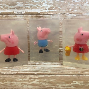 Peppa Pig kids soap, kids soap bar, Peppa pig family and friends, one character per soap, clear soap bar, UNSCENTED