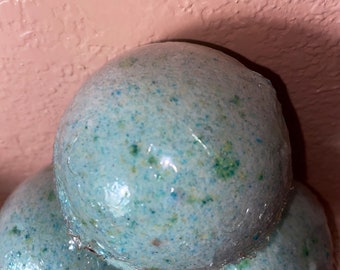 Large sphere 3 inch mint green colored bath bomb, strong scent,  garden mint scented big bubbly bath bomb, big bath fiz