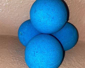 Large 2 1/2 inch Royal blue colored bath bomb, strong scent,  mad about you scented big bubbly bath bomb, big bath fizz, sphere shaped bomb