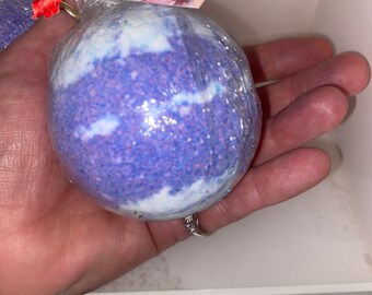 Blackberry sage scented bath bomb, Large 2 1/2 inch purple colored bath bomb, strong scent, big bubbly bath bomb