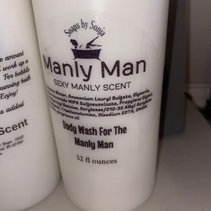 Manly-man Bubble Bath and body wash for men, bubbly bubble bath, 16 ounce bottle, bubbles, strong scented wash, vanilla woods scent image 7