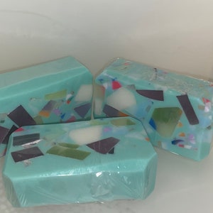 Precious Rock Soap, Shimmering chunky soap, coconut milk soap bars, thick rectangle soap bars, Soothing Sandalwood scented glycerin soap