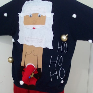 Brand NEW Ugly Christmas Sweater Men  Santa Funny &quot; with little Balls