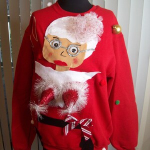 Mrs. Claus Christmas sweatshirt ,Ugly Christmas NEW  Sizes Women