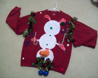 Christmas Jumper Ugly Christmas Sweater Upside Down Snowman All