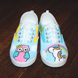 Hand Painted Owl & Unicorn Sneakers (customized)