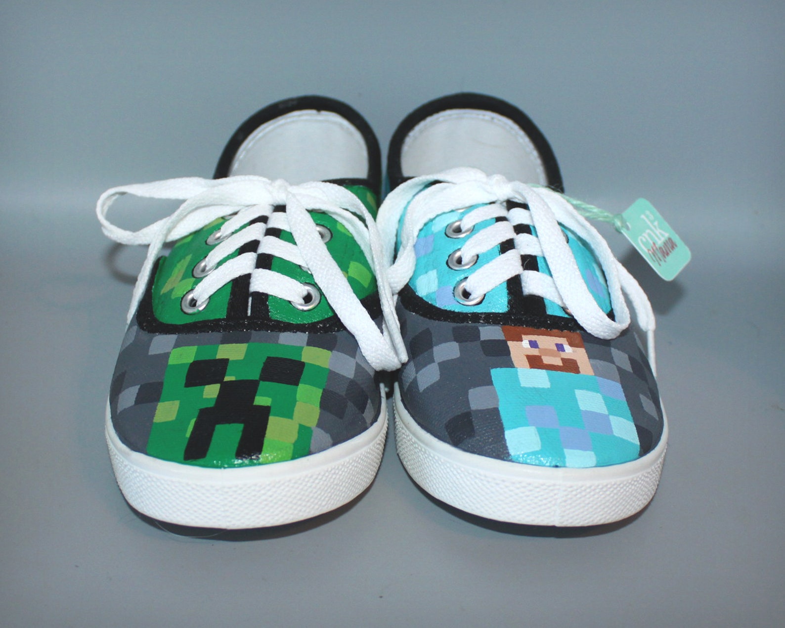 Hand Painted Minecraft Inspired Sneakers customized Etsy